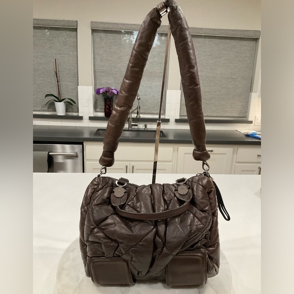 Moncler Brown Leather Made in Italy 2 Way Bag EUC - Picture 1 of 14